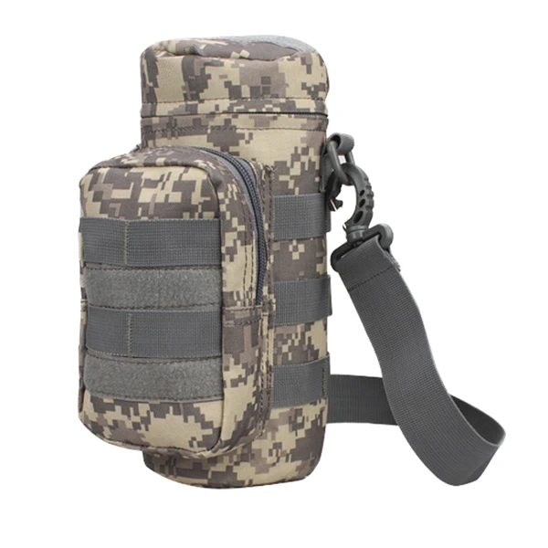 ACU Camo Nylon Water Bag Pouch Metal Clip Molle Bottle Kettle Shoulder Bag Tactical Military Gears For Outdoor Travel Camping Hiking - Цвет: ACU