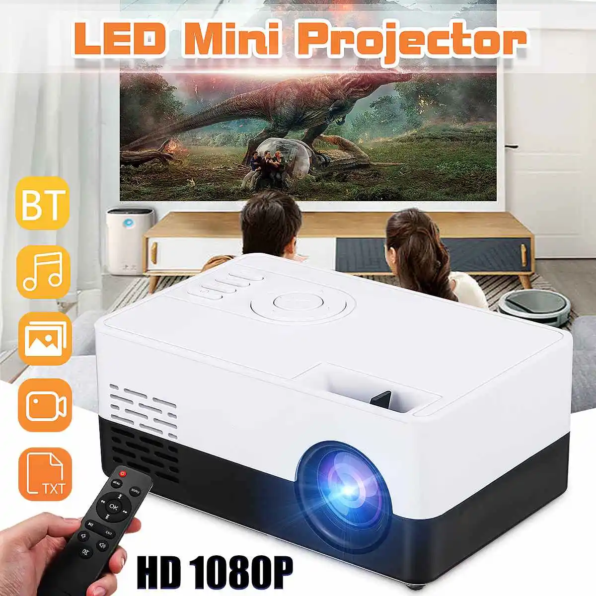 Full HD 1080P портативный мини светодиодный проектор Умный домашний кинотеатр 23 языка USB AV HDMI bluetooth домашний кинотеатр медиаплеер