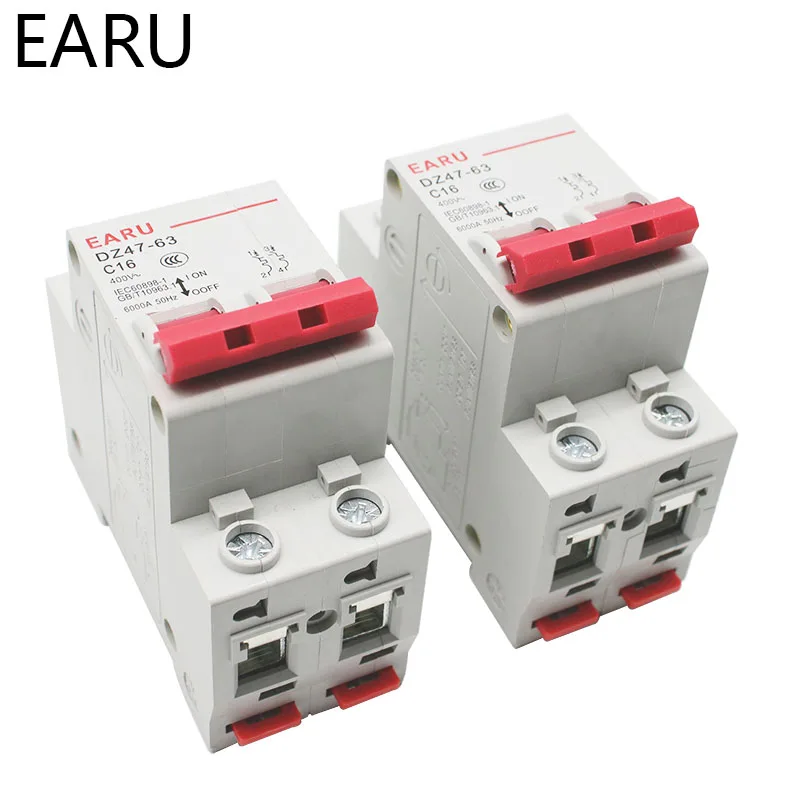 Мини выключатель C45N 2 Pole 3A/6A/10A/16A/20A/32A/40A/50A/63A 400V ~ C монтажный компактный Mcb диаметр 35