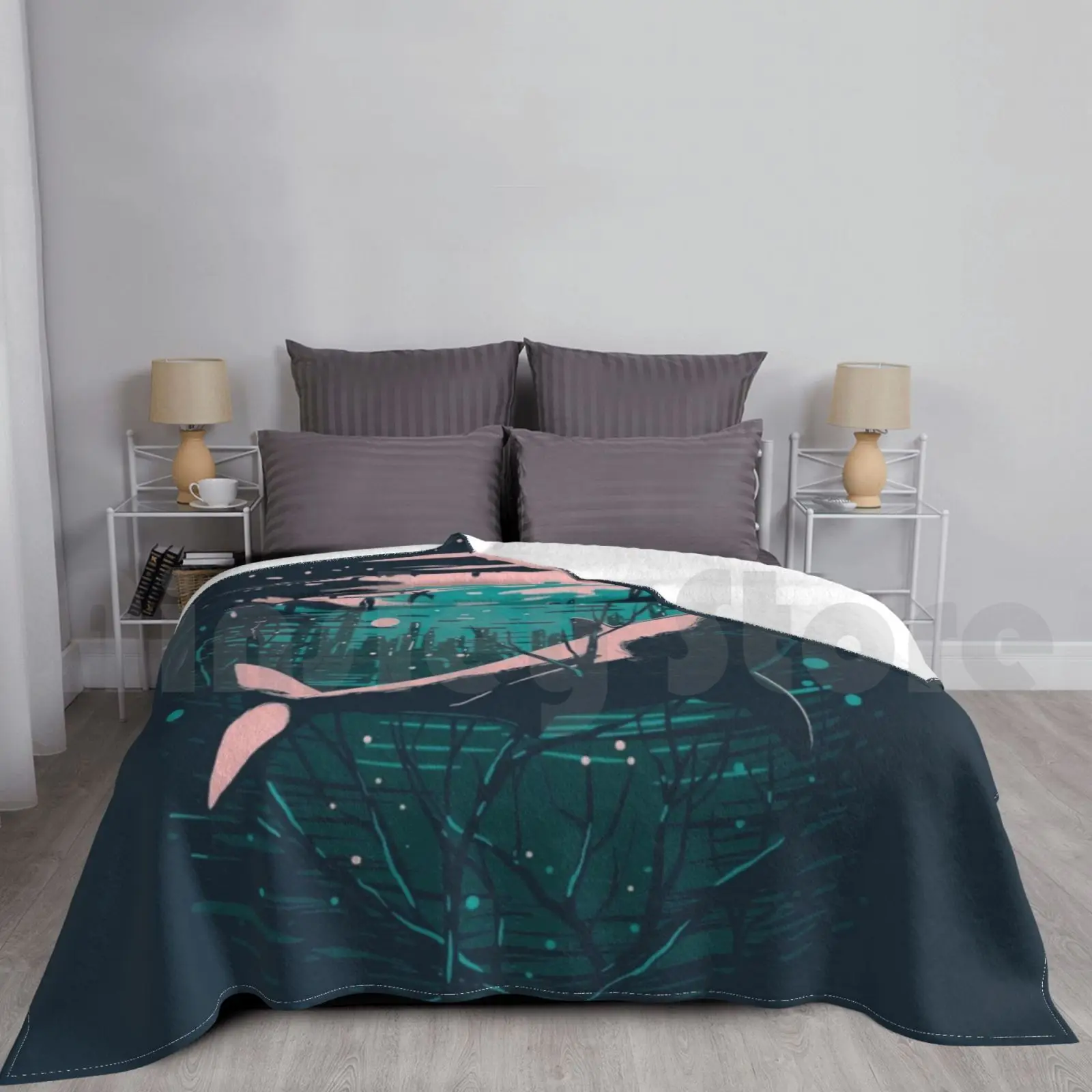 Coperta Dell'Oceano Profondo Super Soft Warm Light Thin Shark Ocean Water Jaws Jaw Fish