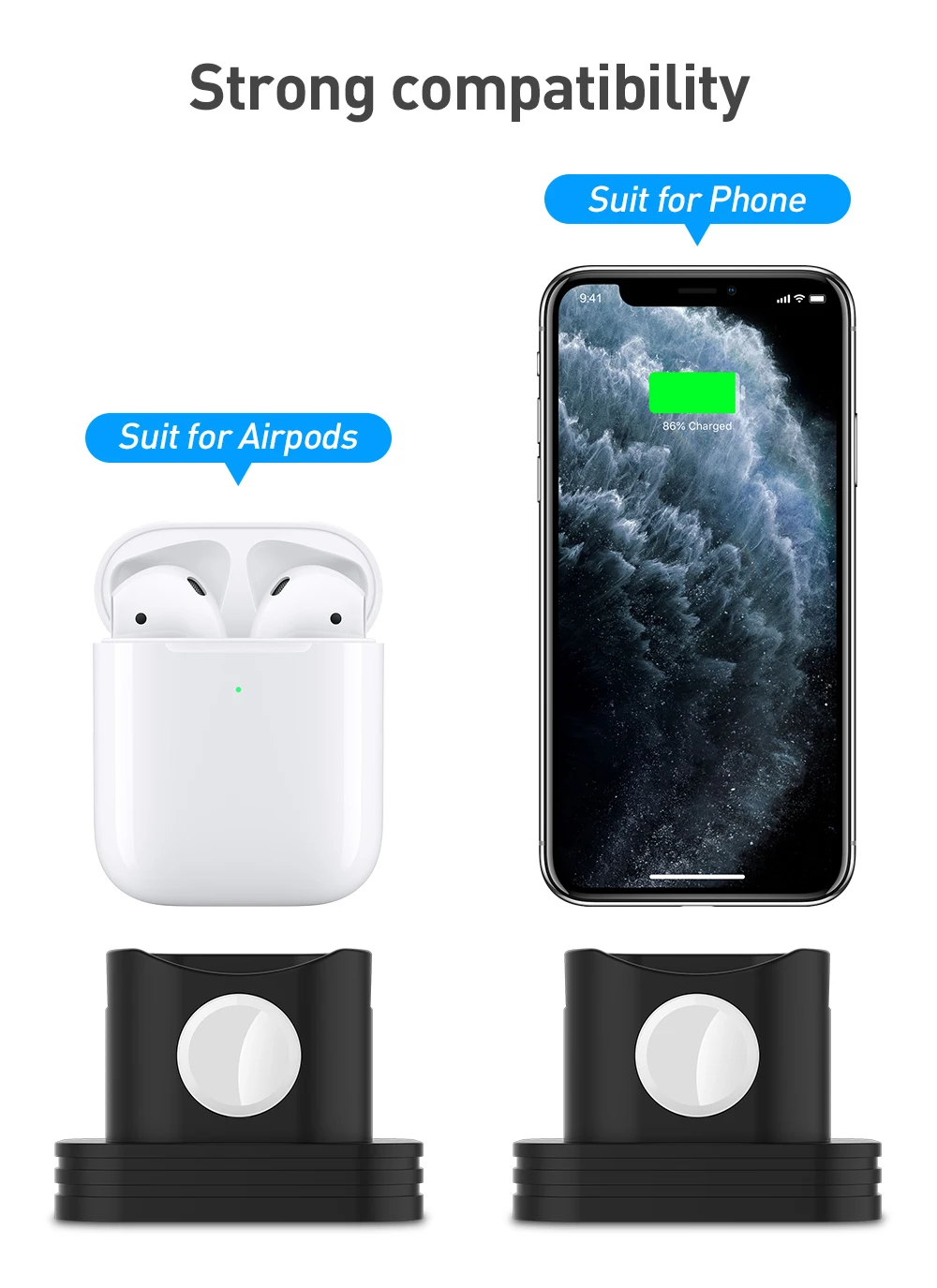 2 в 1 силиконовая зарядная док станция для iPhone XS 11 XR Max|Подставки и держатели| |
