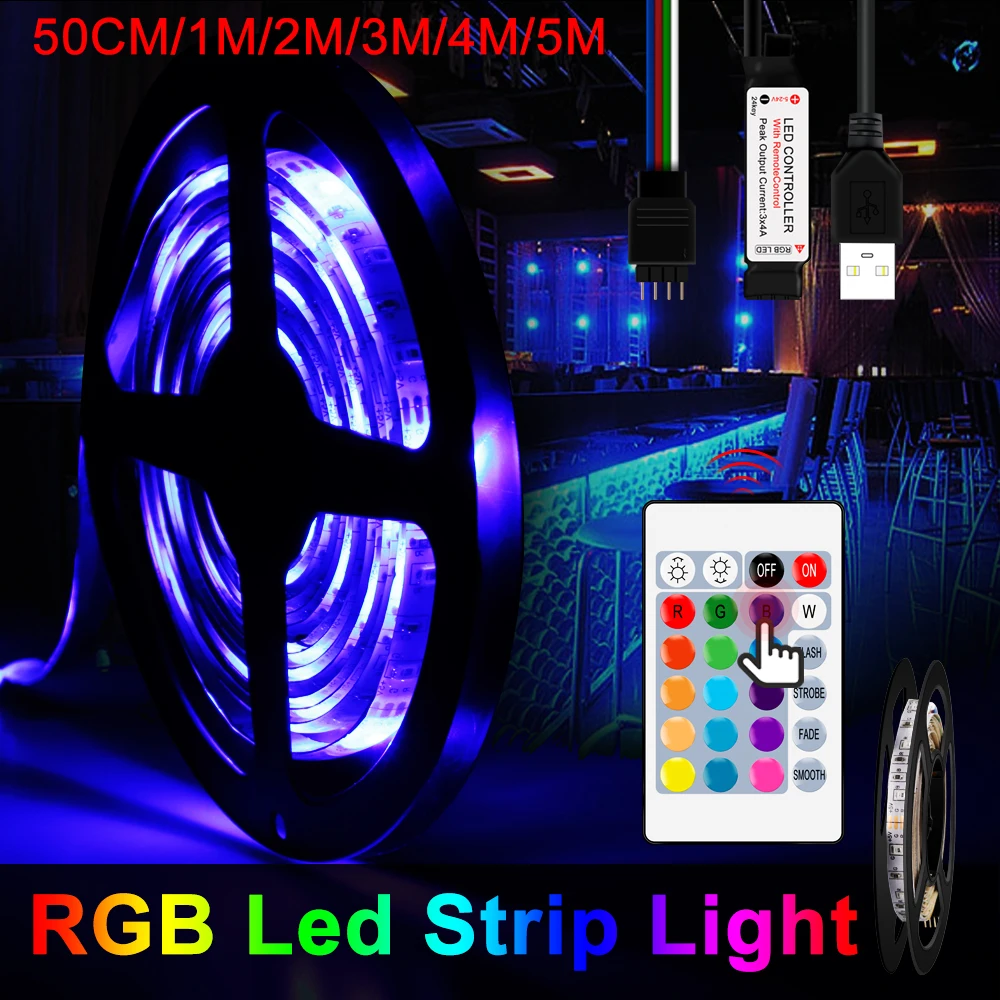 Светодиодная лента постоянного тока 5 В 2835 Диодная лента RGB TV светодиодная подсветильник ка 0,5 м 1 м 2 м 3 м 4 м 5 м водонепроницаемая гибкая светодиодная ленсветодиодный для спальни настенная лампа