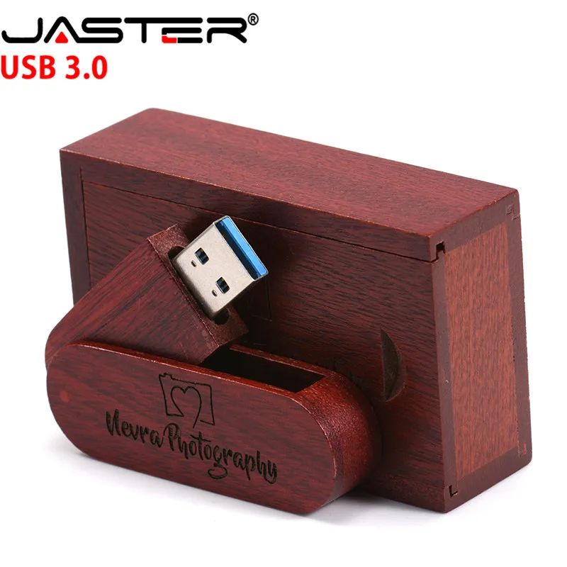 JASTER USB 3.0 LOGO Customized rotatable Wooden USB Flash Drive Pendrive Memory Stick pen drive 4GB 16GB 32GB 64GB External Stor usb flash drive flash drive