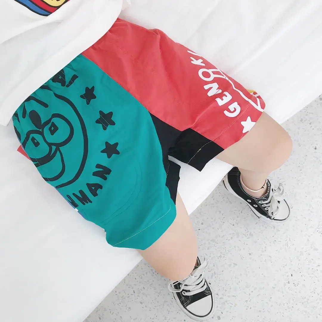LMT/сезон весна-лето; Новинка; Детские пляжные шорты из чистого хлопка контрастных цветов в европейском стиле; популярные брюки