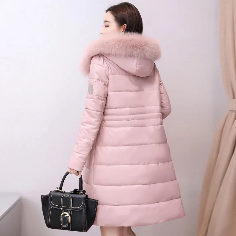 

Photo Shoot Cotton-padded Clothes Women's Medium-length 2019 Winter New Style Fox Fur Collar down Jacket Cotton-padded Clothes W