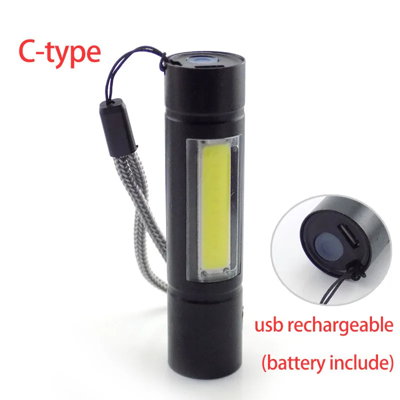 C Мини-светильник высокой мощности 2 светодиодный COB Q5 ручка светильник USB linterna работа вспышка светильник фонарь перезаряжаемая батарея лампа кемпинг linternas - Испускаемый цвет: C