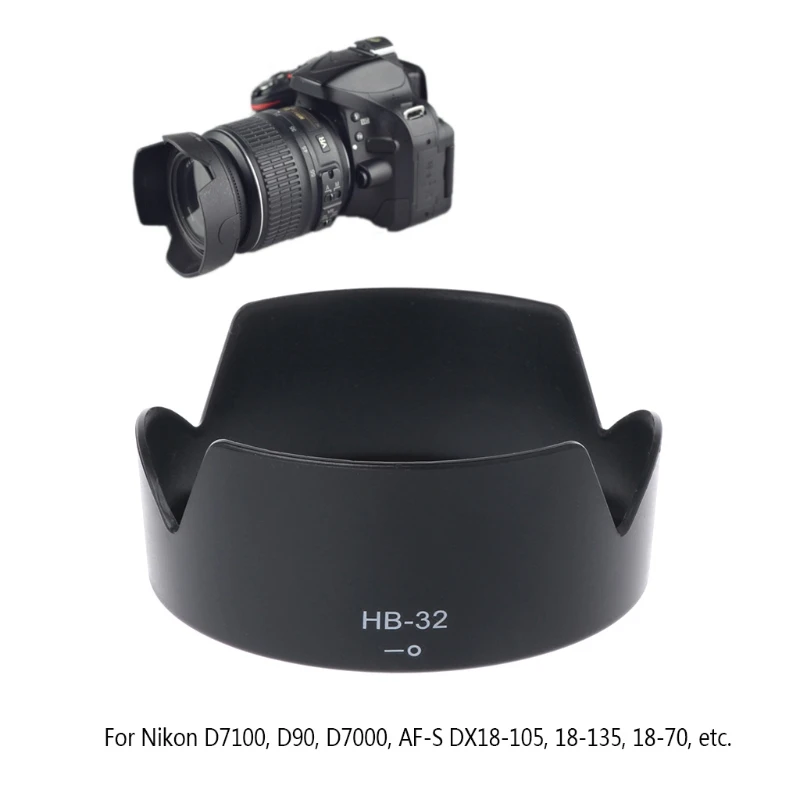

HB-32 Bayonet Mount Camera Lens Hood For Nikon AF-S DX18-70 DX18-135 D7100 D90