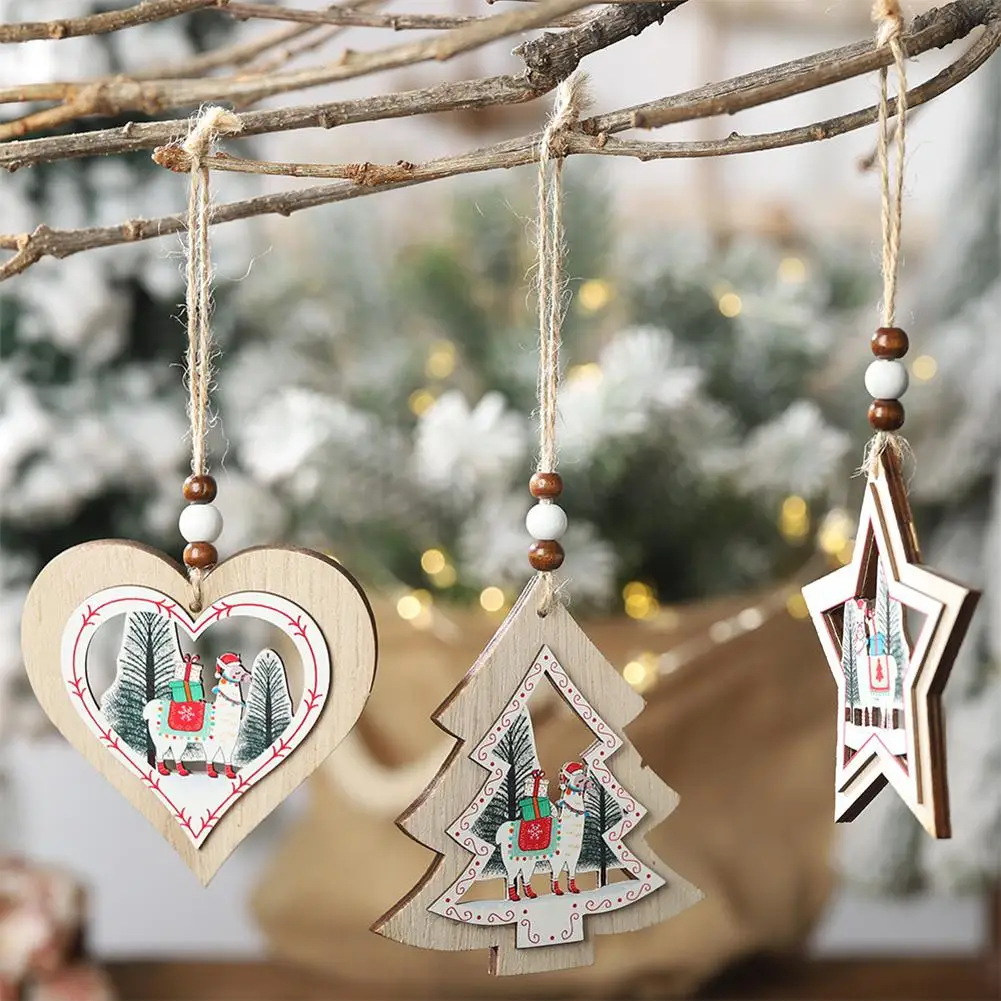 

DishyKooker Wooden Alpaca Shape Hanging Pendant for Christmas Tree Decoration