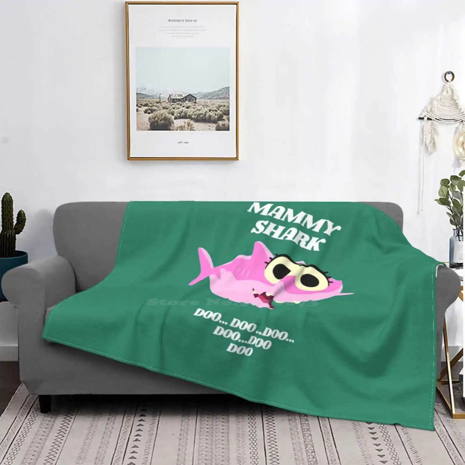 Mammy Shark Doo...Doo...Doo...Doo Fashion Soft Warm Throw Coperta Mammy Daddy Shark Cute Mama Shark Matching Family Blue Kids