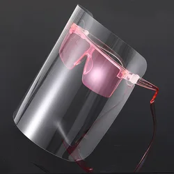 Multicolor Transparent Kitchen Face Shield with Anti-Fog Protection (Pink glasses)