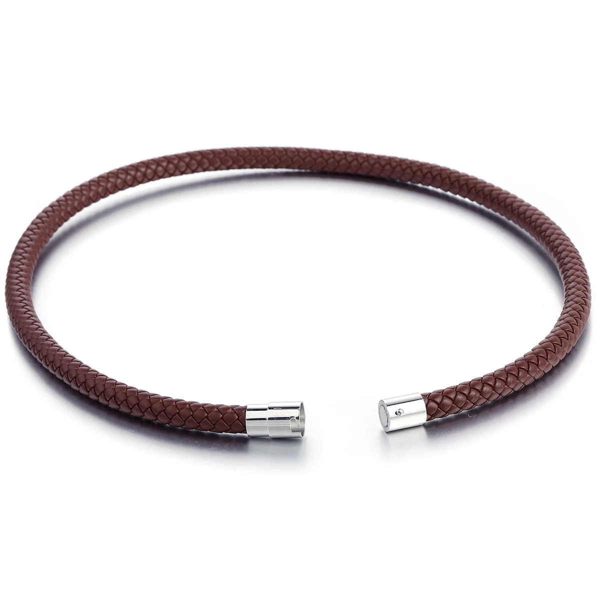 Stainless Steel Buckle Leather Rope Cord Necklace for Men Womens Black Brown 4/6/8mm DLUNM09