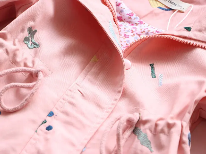 real mink coat Sweet Children's Jacket Girls Spring And Autumn Tops Pink Blue Colorful Embroidered Female Windbreaker Children's Clothing cheap winter coats