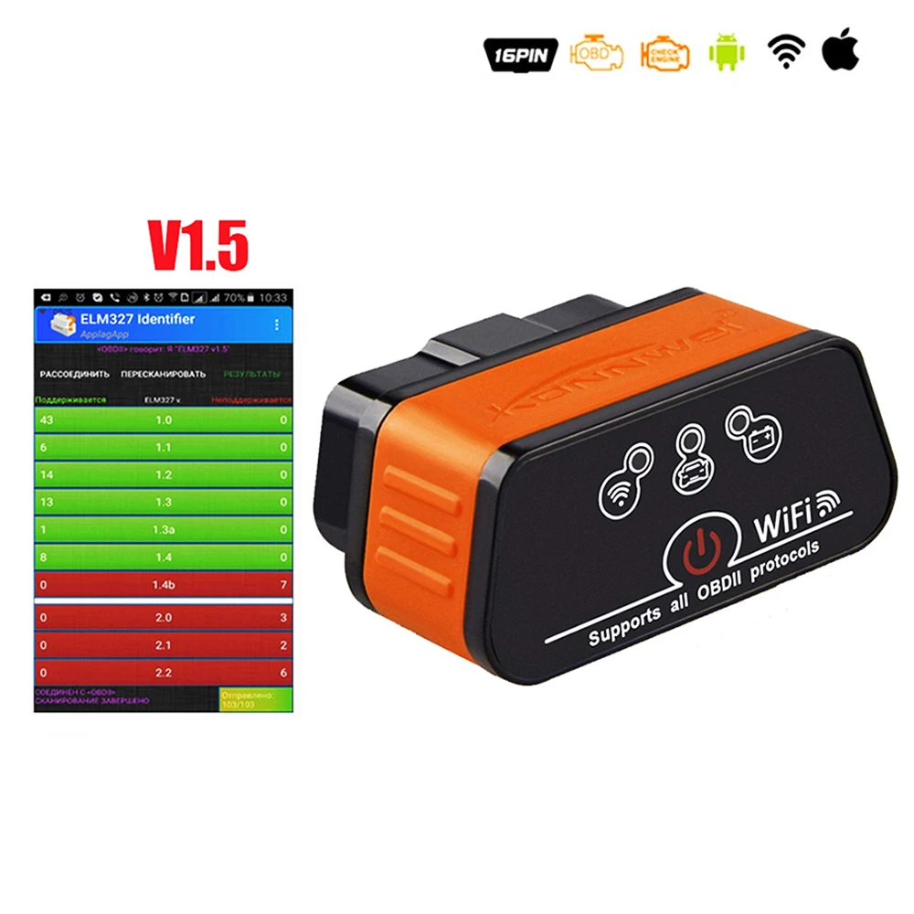OBD2 wifi EML327 v1.5 Icar2 автоматический диагностический сканер ODB 2 Wifi II EML 327 для iPhone ELM