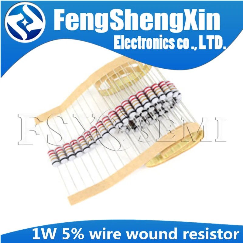 50pcs/lot 1W 5%  wire wound resistor Fuse winding 0.1R 0.15R 0.22R 200R 0.33R 1R 2R 2.2R 3R 4.7R 5.1R 6.8R 10R 22R 47R 68R 100R