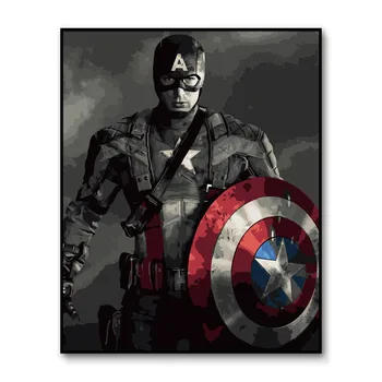 

Captain America Painting by Numbers on Canvas Chris Evans Pictures Steven Rogers DIY Painting Wall Art Poster Paintby Number