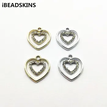

New arrival! 20x18mm 100pcs Zinc Alloy Rhinestone Heart shape charm for Earrings parts,hand Made Earrings Findings Jewelry DIY