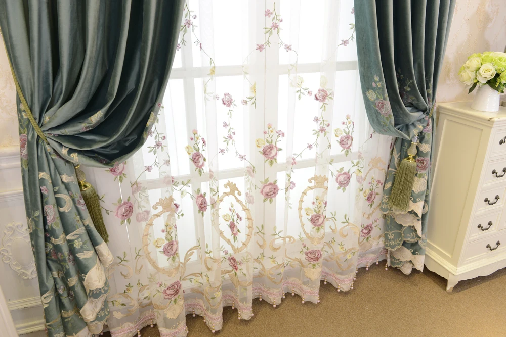 Европейский высококачественный голландский бархатный вышитый тканевый занавес для спальни гостиной декоративное окно портьеры роскошный Тюль WP424