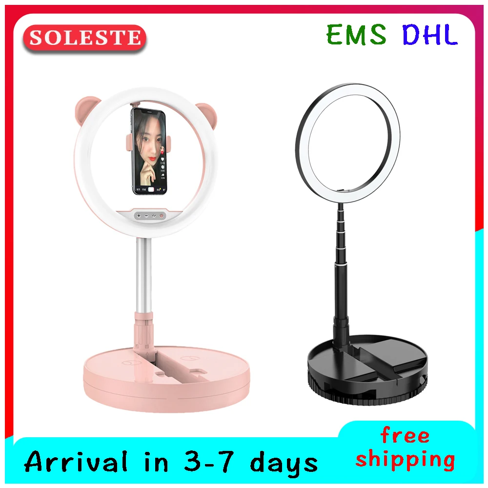 

SOLESTE 610 Ring light with stand phone holder for Live Stream/Makeup, Mini LED Camera Ringlight for Video/Photog dropshipping