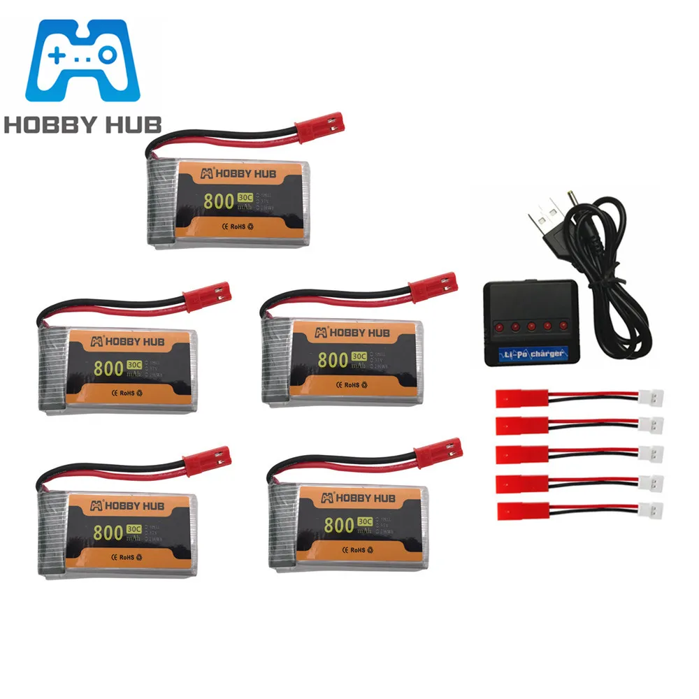 

3.7V 800mAh 902540 Lipo Battery For MJX x400 X300C X800 RC Quadcopter drone Spare Part 3.7v battery jst plug and charger set