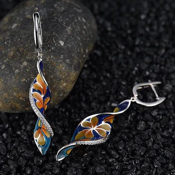 

L-92 Classic Women Twist Spiral Dangle Earring Creative Orange Flower Blue Long Drop Earrings for Girls Bohemian Tassel Jewelry
