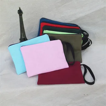 

50pcs Colorful blank canvas zipper Pencil cases pen pouches cotton cosmetic Bags makeup bags Mobile phone clutch bag organizer