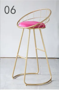 Gold Cherry red 75cm Стул скандинавский барный стул Железный высокий домашний стул светильник роскошный барный стул набор - Цвет: Gold Cherry red 75cm