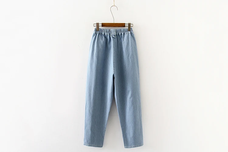Осенние новые прямые брюки женские модные полосатые джинсы с вышивкой авокадо свободные брюки с эластичной талией женские