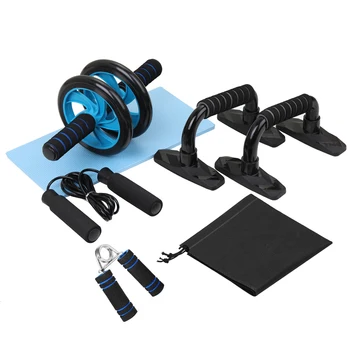 

New 5 in 1 Ab Roller&Jump Rope No Noise Abdominal Wheel Ab Roller with Mat For Arm Waist Leg Exercise Gym Fitness Equipment