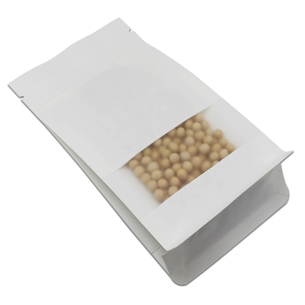 

30pcs/Lot Stand Up Resealable Package Bag with Matte Clear Window Kraft Paper Doypack Zipper Pouch for Dried Lemon Tea Food Pack