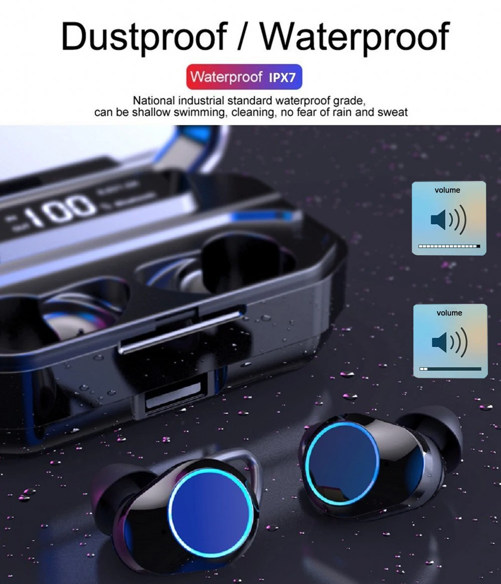 TWS 5,0 Bluetooth 6D стерео наушники беспроводные наушники спортивные IPX7 Bluetooth наушники 3300 мАч светодиодный индикатор питания дисплея банк