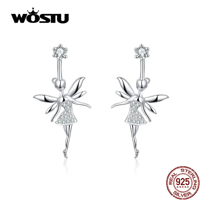 Женские серьги капли WOSTU из 100% настоящего серебра с фианитами новый дизайн ювелирное изделие CTE144
