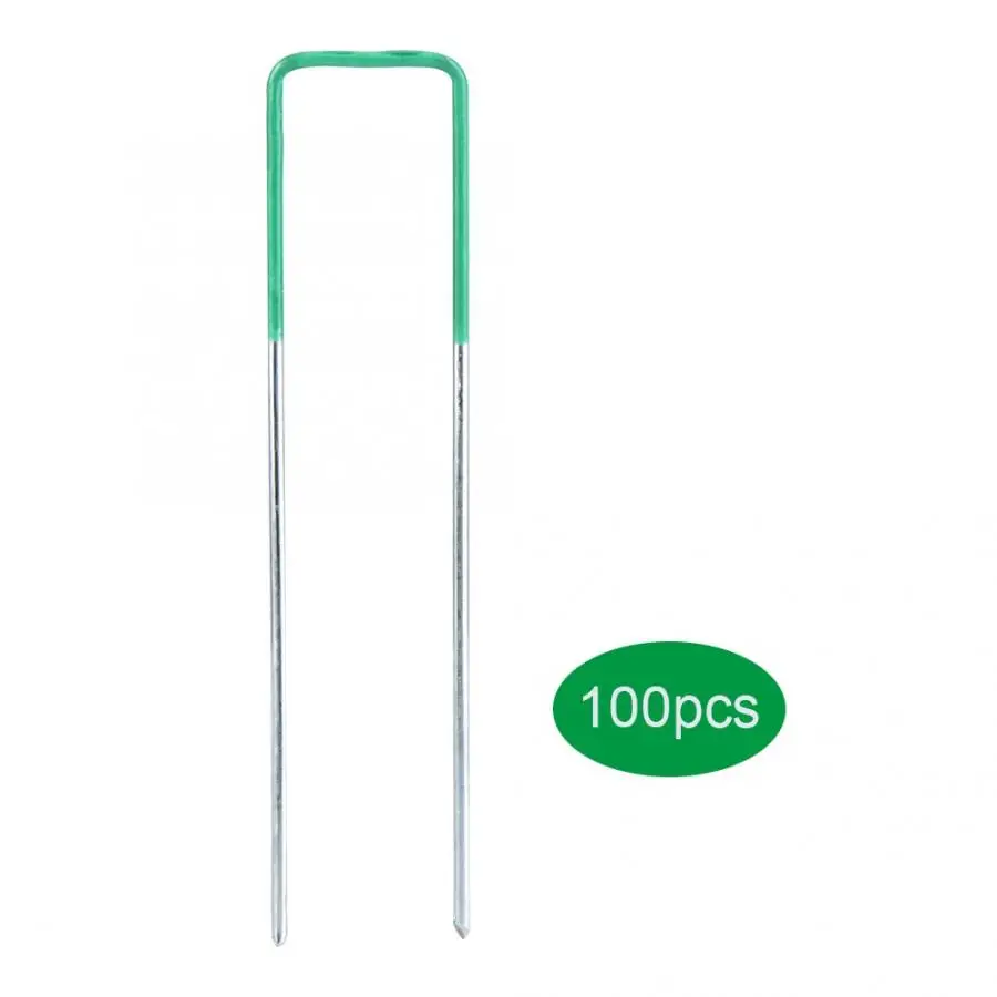 100pcs Half Green Artificial Grass Turf Pins Metal Galvanised Pegs Staples Weed. | Обустройство дома
