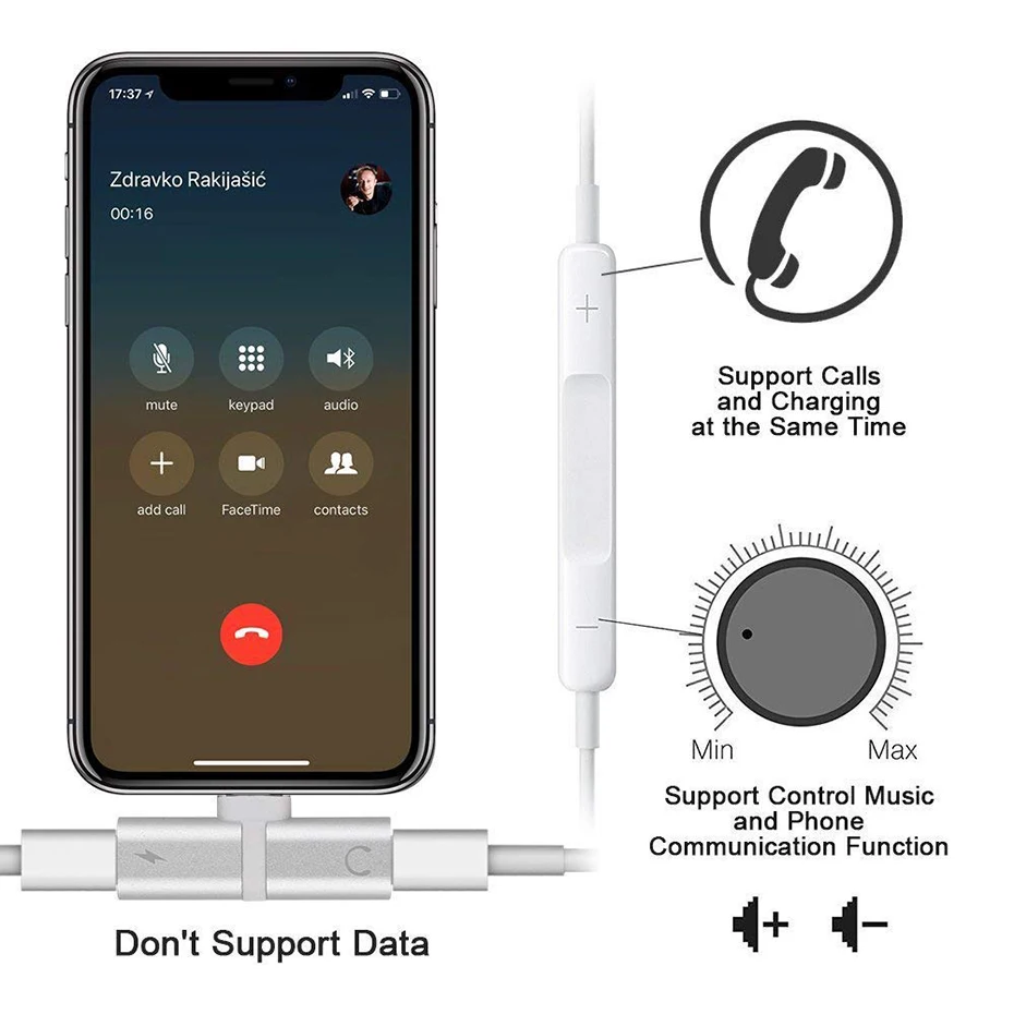 ROXGOCT 2 в 1 двойной аудио зарядки адаптер сплиттер для iPhone 11X10 7 8 Plus Pro Наушники зарядки AUX разъем конвертер