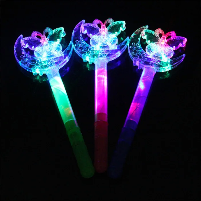 Подарок для девочки волшебная фея детский Сияющий светильник-игрушка Красочные Звезды Луна бабочка флэш-палка TP899