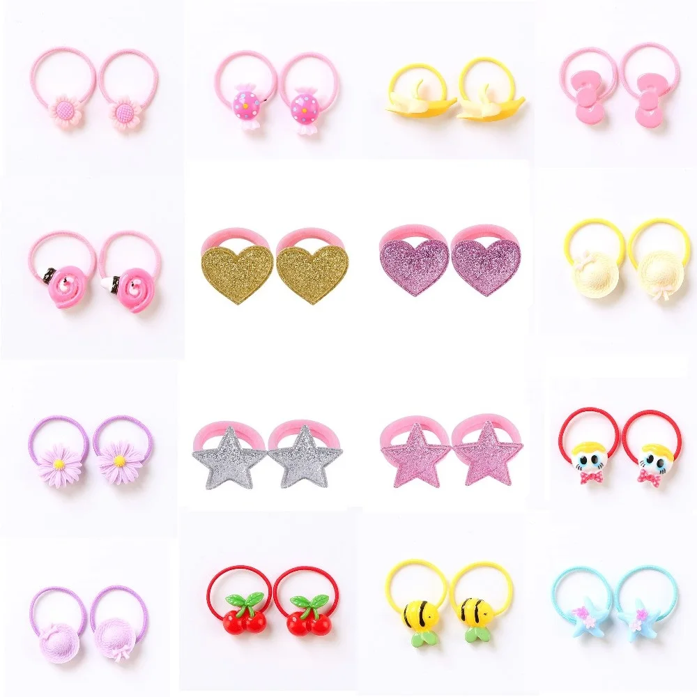 

2PCS/Set Cartoon Scrunchies Baby Girls Elastic Rubber Band Children Ponytail Holder Kids Hair Accessories
