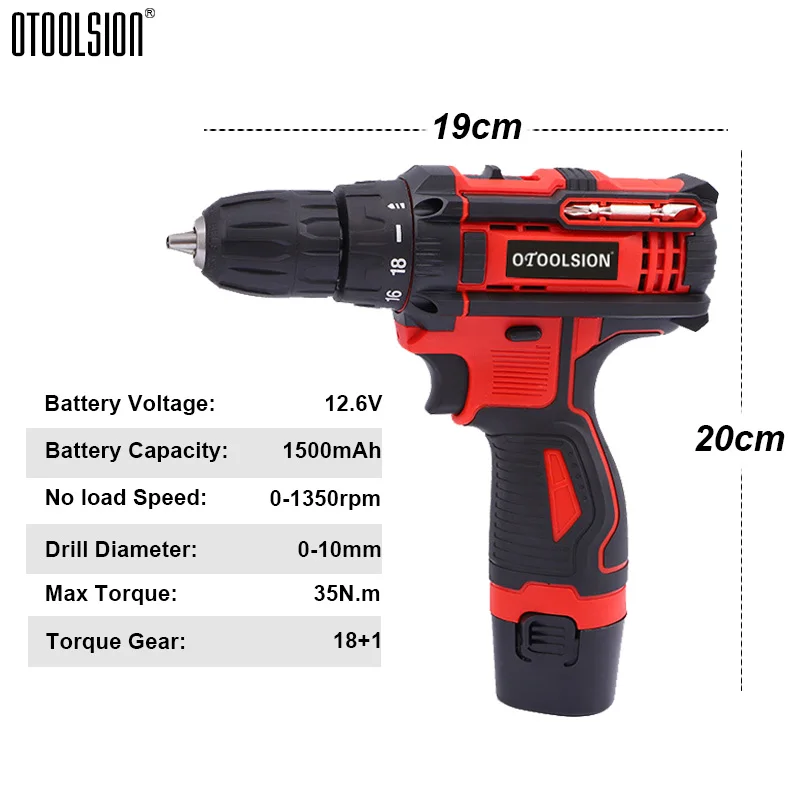 12.6V Hand Drill Dual Speed Cordless Screwdriver Electric Tools Rechargeable Screwdriver Drill  Wireless For Drilling in Metal (2)