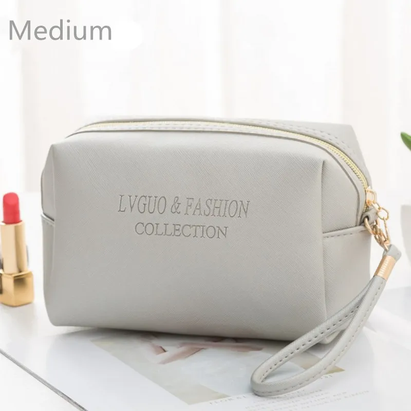 PURDORED 1 Pc Large Women Cosmetic Bag PU Leather Waterproof Zipper Make Up 13 Hdd28731898dd4364a2469d0c40b97bdcn