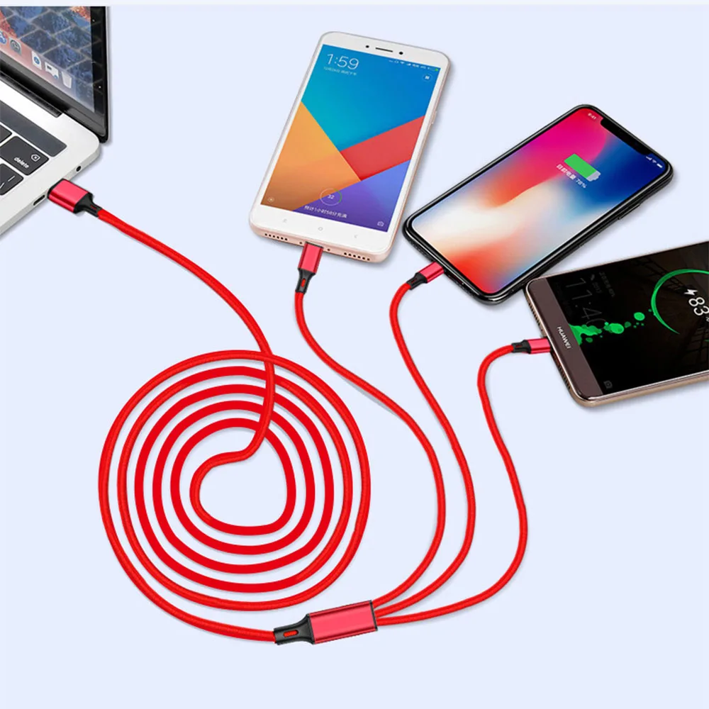 3 в 1 USB кабель для type C Apple Android Быстрая зарядка для samsung Galaxy S9 Plus 2.4A зарядный кабельный провод для Xiaomi mi9 huawei