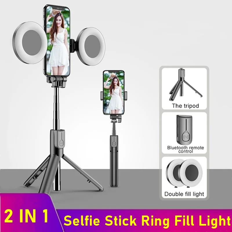 Tongdaytech Bluetooth Wireless Selfie Stick Portable Ring Fill Light Folding Stand For Iphone Xiaomi Makeup Video Live Studio