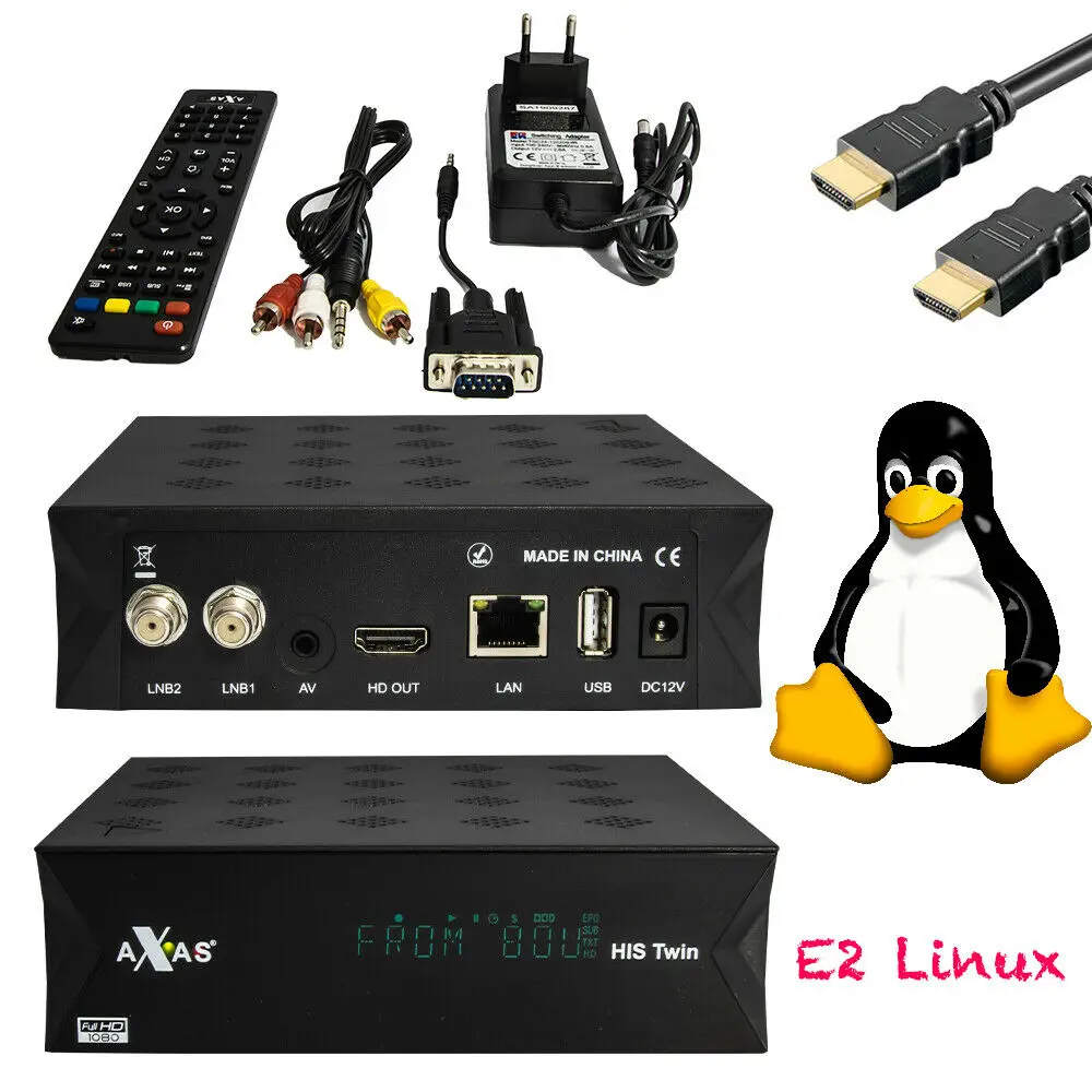 2020 Axas His Twin DVB-S2/S HD спутниковый ТВ приемник WiFi + Linux E2 открытый ATV 6 2 smart TV box |