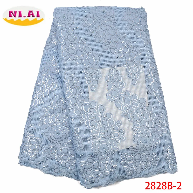

NIAI African Lace Fabric 2019 High Quality Embroidery Nigerian Lace Fabrics For Women French Lace Fabric With Beads XY2828B-2