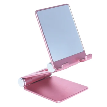 

Desktop Phone Stand Metal Foldable and Retractable Mobile Phone Live Broadcast Universal Holder with Makeup Mirror