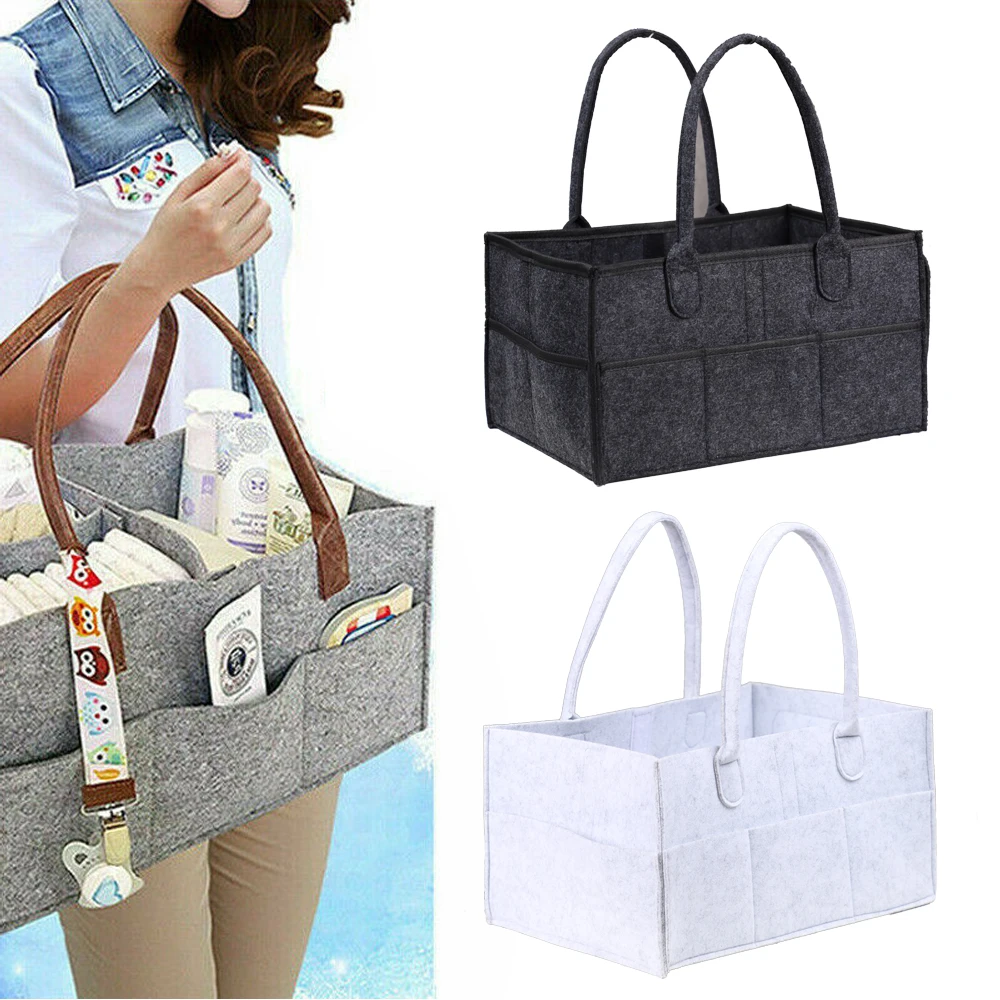 Tote Felt Multi Pockets Foldable Diaper Bags Large Baby Caddy Storage Bin Infant Nappy Organizer Basket Box | Мать и ребенок