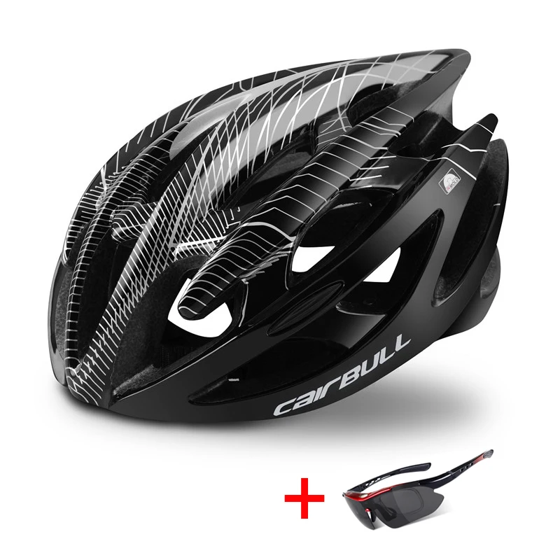 Ультралегкий шлем для горного велосипеда, шоссейного велосипеда, с солнцезащитными очками, для мужчин и женщин, для езды на велосипеде, защитный шлем в форме DH MTB, велосипедный шлем - Цвет: Black