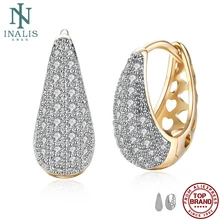 INALIS элегантные инкрустированные циркониевые серьги-гвоздики форма капли воды золотые серьги цвета шампанского для женщин женские ювелирные изделия