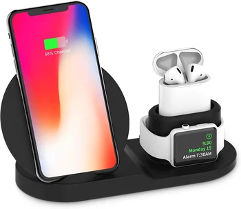 

Qi Wireless Charging Pad Charger For IWatch 5 For Airpods Dock For Iphone 11 QI Enable Phone Easily Install For Samsung Galaxy