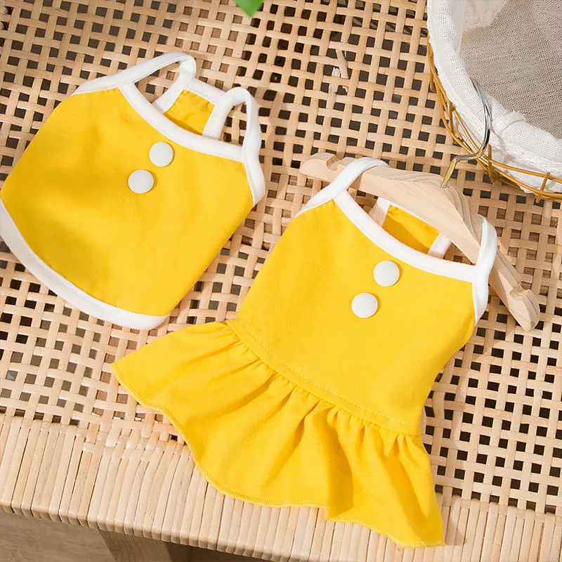 Summer Pet Shirt Dresses for Small Dogs Girls Yellow Pink Clothes Soft Breathable Dog Cat Tutu Wedding Party Skirt Chihuahua |