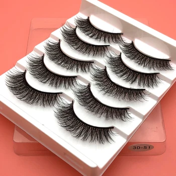 

5 pairs 100% Real Mink Eyelashes 3D Natural False Eyelashes Handmade Mink Lashes Soft Eyelash Extension Makeup Kit Cilios