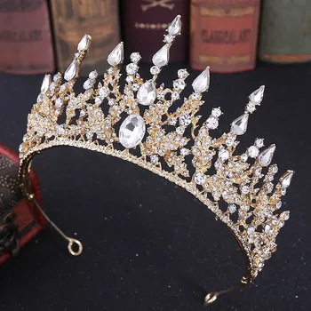 

FORSEVEN Vintage Bride Wedding Crown Baroque Handmade Rhinestone Tiaras Headband for Women Headpeice Hair Jewelry Accessories JL