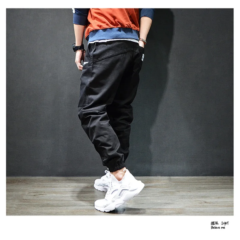 Модные уличные мужские джинсы повседневные для отдыха Jogger брюки, расцветка черная и хаки винтажные классические брюки карго мужские хип хоп джинсы Homme